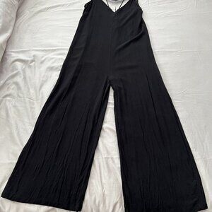 Silk & Salt Jumpsuit Women Small Black Spaghetti Strap V-Neck Cross Back EUC